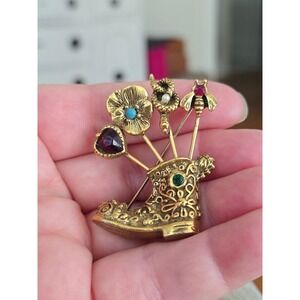 Goldette Boot Hatpin Brooch Vintage Rare